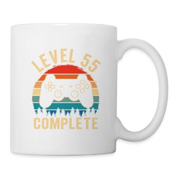 55. Geburtstag Level 55 Complete 55 Jahre Gamer - Tasse - Weiß - Rechts