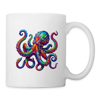 Lebhafter Neon-Oktopus-Ausbruch - Tasse - Weiß - Rechts