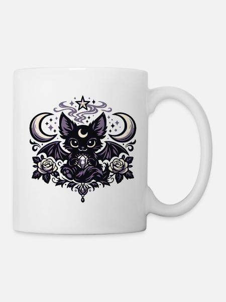 Mondfledermaus mit Diamant - Tasse - Weiß