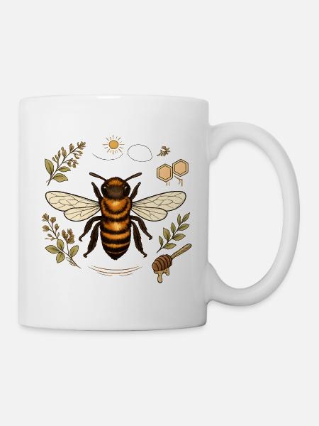 Biene im Kräuterzauber - Tasse - Weiß