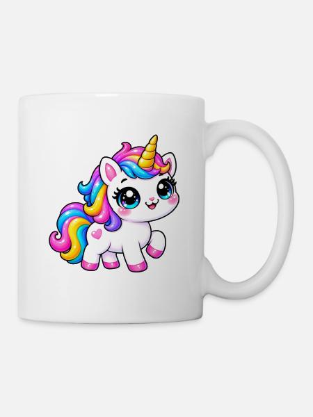 Kawaii Regenbogeneinhorn - Tasse - Weiß