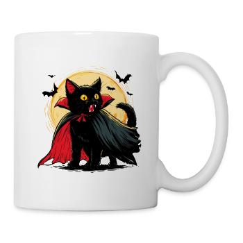 Fauchende Vampir-Katze im Mondschein: Spooky cute - Tasse - Weiß - Rechts