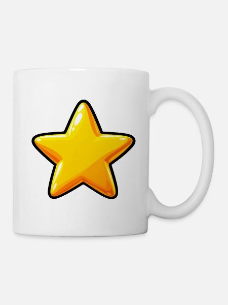Glänzender goldener Comic Stern - Tasse - Weiß