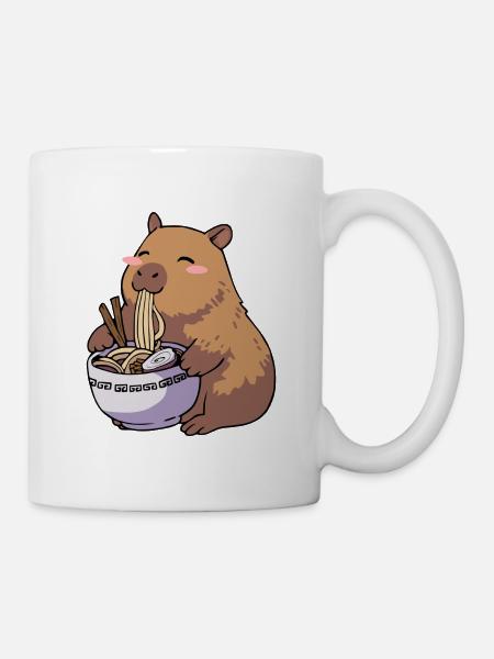 Kawaii Capybara Ramen essen - Tasse - Weiß