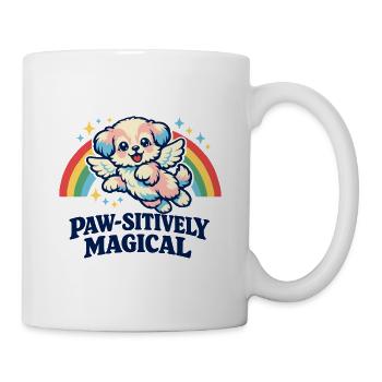 Paw-sitiv magischer Kawaii-Engelhund-Regenbogen - Tasse - Weiß - Rechts