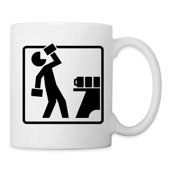 Bier trinken Piktogramm (Farbe änderbar) - Tasse - Weiß - Rechts