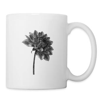 Graustufenblüte im Halbton-Bipmap-Effekt - Tasse - Weiß - Rechts