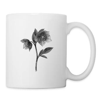 Graustufenblüte im Halbton-Bipmap-Effekt - Tasse - Weiß - Rechts