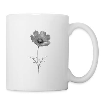 Graustufenblüte im Halbton-Bipmap-Effekt - Tasse - Weiß - Rechts