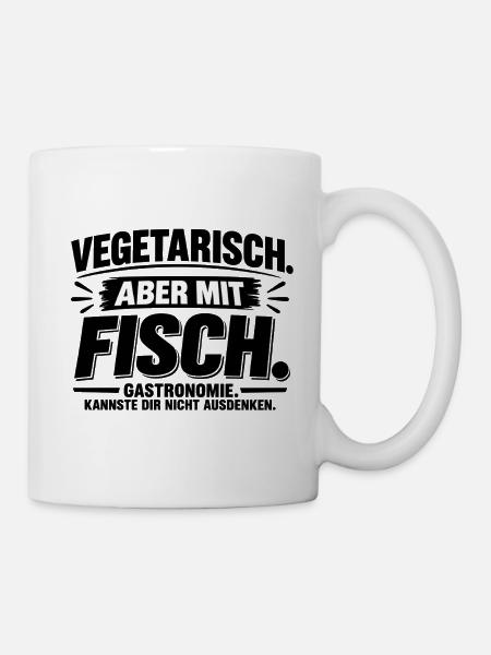 Vegetarisch. Aber mit Fisch. - Tasse - Weiß