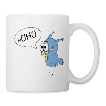 Huhu Blaues Vogelcomic - Tasse - Weiß - Rechts