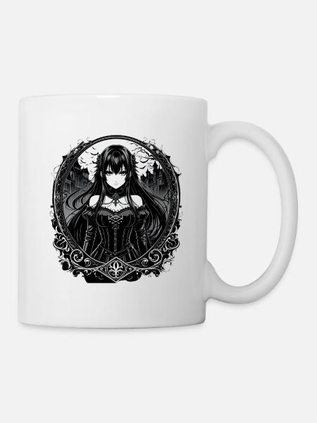Gothic Anime-Dame im viktorianischen Rahmen - Tasse - Weiß