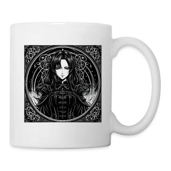 Gothic Dame im Kreisrahmen - Tasse - Weiß - Rechts