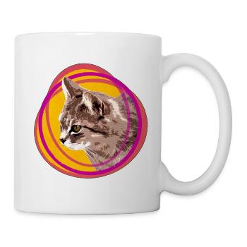 Katzengesicht im Psychedelic-Ring - Tasse - Weiß - Rechts