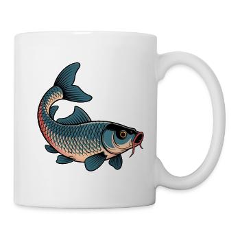 Koi im Blau-Weiß Muster - Tasse - Weiß - Rechts