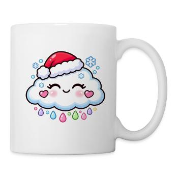 Kawaii Winterwolke mit Beanie - Tasse - Weiß - Rechts