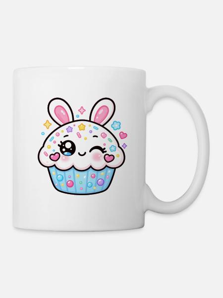 Kawaii Sparkle Bunny Cupcake - Tasse - Weiß