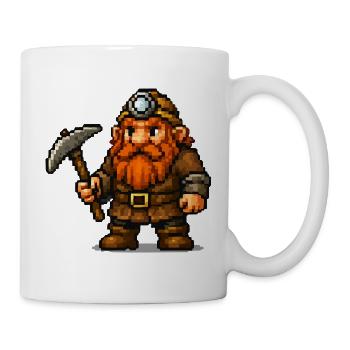 Pixel Zwerg mit Spitzhacke - Tasse - Weiß - Rechts