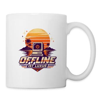 Offline ist Luxus Retro Computer - Tasse - Weiß - Rechts