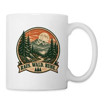 Raus Wald Ruhe Vintage Naturmotiv - Tasse - Weiß - Rechts