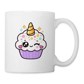 Pastell-Kawaii-Einhorn-Cupcake - Tasse - Weiß - Rechts