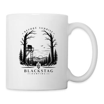 Nachtwald Silhouette mit Hochsitz - Tasse - Weiß - Rechts
