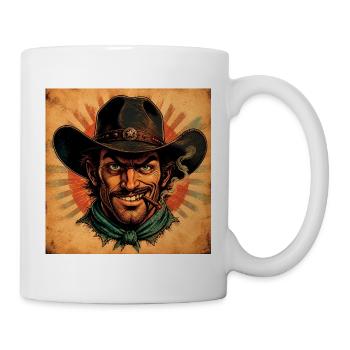 Porträt eines Cowboys im Retro-Stil - Tasse - Weiß - Rechts