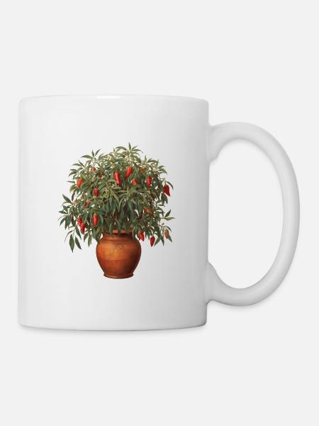 Chilipflanze im Terrakotta-Topf - Tasse - Weiß