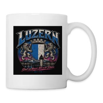 Luzern Crest: Löwen & See Panorama - Tasse - Weiß - Rechts