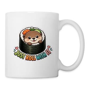Süßer Sushi-Otter Einfach mitmachen Kawaii Wortspiel - Tasse - Weiß - Rechts