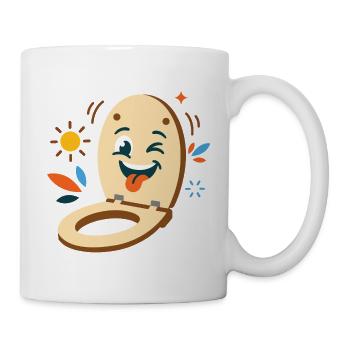 Lustige Klobrille nimmt Sonnenbad - Tasse - Weiß - Rechts