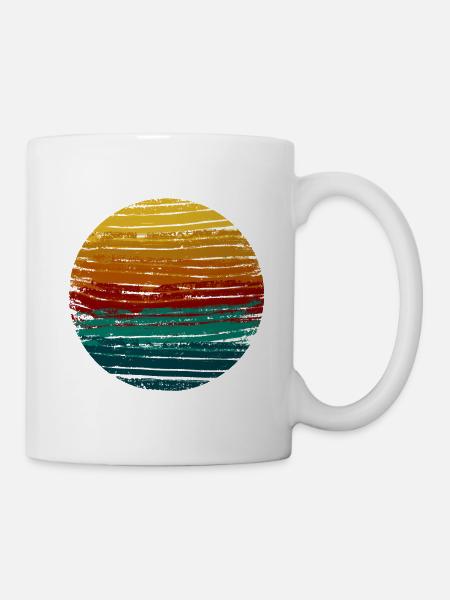 Retro Sonnenkreis Grunge-Stil - Tasse - Weiß