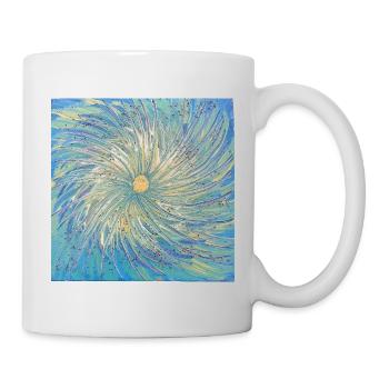 Meereswirbel Blau Gelb - Tasse - Weiß - Rechts