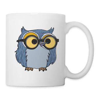Süße blaue Eule mit riesiger Nerd-Brille - Tasse - Weiß - Rechts