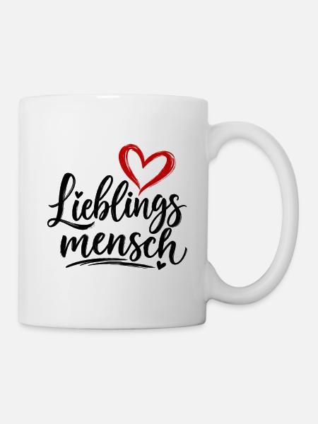Herz-Pinselstrich mit Kalligrafie - Tasse - Weiß