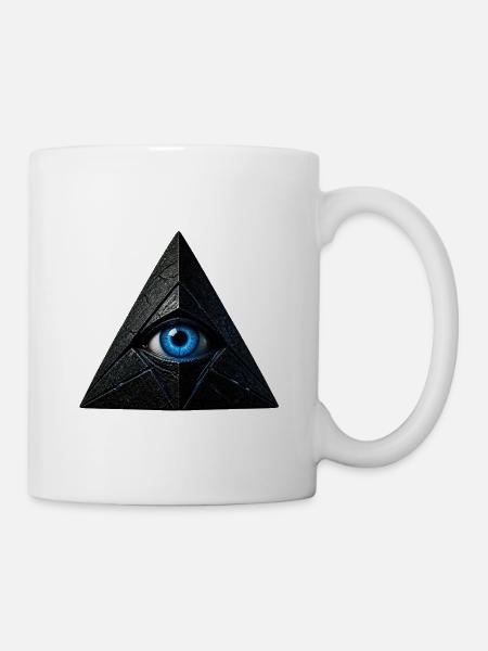 Pyramide mit blauem Auge - Tasse - Weiß