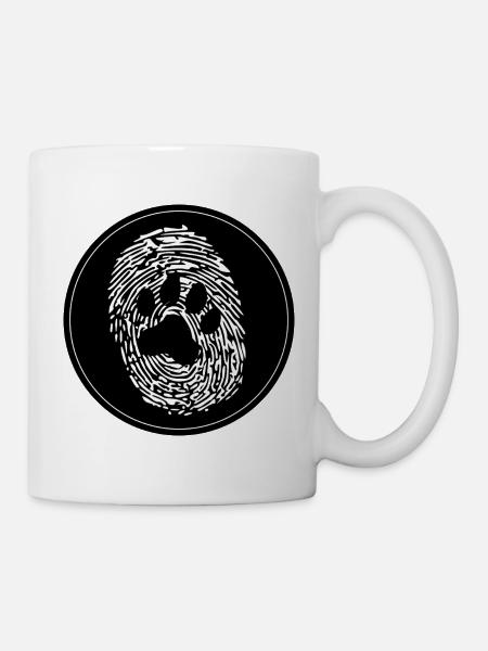 Hund Pfote Mensch FIngerabdruck - Tasse - Weiß
