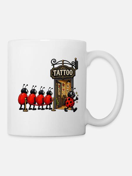 Marienkäfer Tattoo-Studio - Tasse - Weiß