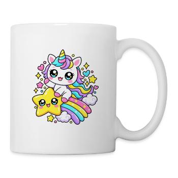 Einhorn-Regenbogensterne - Tasse - Weiß - Rechts