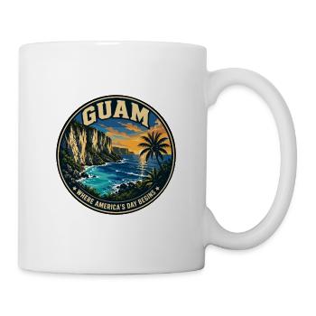 Guam Where Americas Day beginnt Retro-Abzeichen - Tasse - Weiß - Rechts