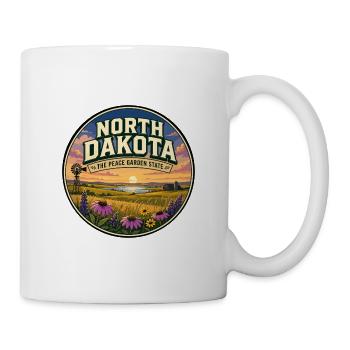 North Dakota Peace Garden State Retro-Abzeichen - Tasse - Weiß - Rechts