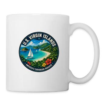 US Virgin Islands Caribbean Paradise Segelboot - Tasse - Weiß - Rechts
