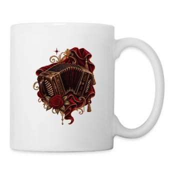 Vintage Bandoneon mit roter Rose - Tasse - Weiß - Rechts