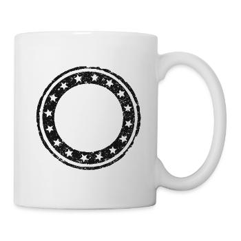 Vintage, runde Gummistempel-Schablone - Tasse - Weiß - Rechts