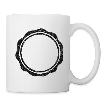 Vintage-runde Gummistempel-Schablone - Tasse - Weiß - Rechts