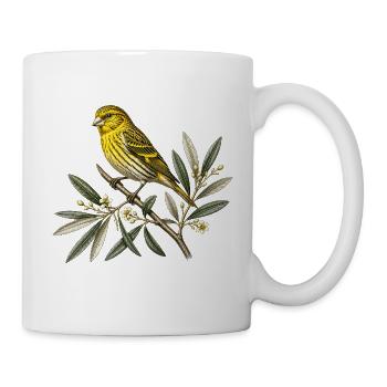 Europäischer Kanarienvogel auf Olivenzweig - Tasse - Weiß - Rechts