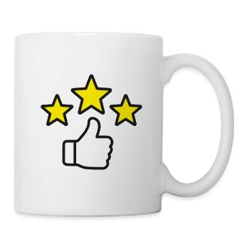 Top-bewertetes Daumen-hoch-Sterne-Liniensymbol - Tasse - Weiß - Rechts