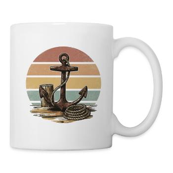 Vintage Anker Steg – Maritimes Retro Meer Motiv - Tasse - Weiß - Rechts