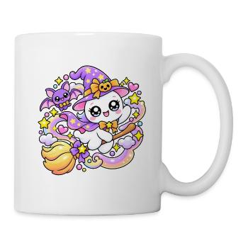 Niedlicher Hexengeist auf Sternenbesen - Tasse - Weiß - Rechts