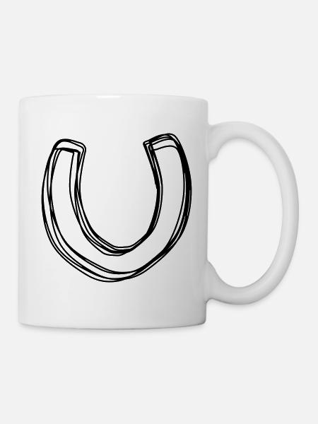 Hufeisen handgezeichnet - Tasse - Weiß